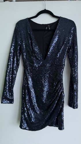 Navy blue sequin mini dress - navy,