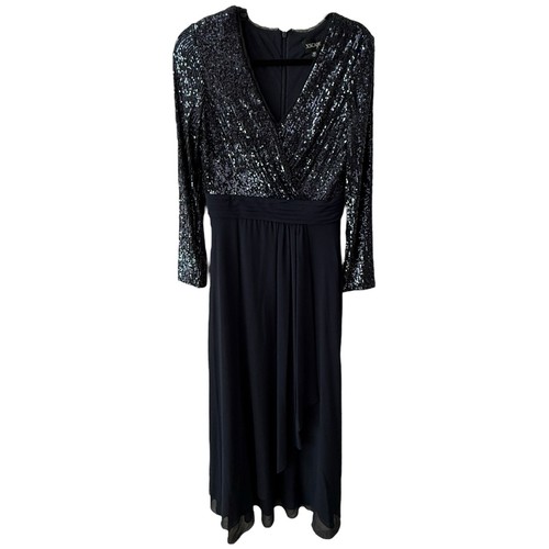 Xscape navy blue sequin long - blue,